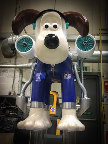 Gromit lifts off with his Rolls Royce engines!