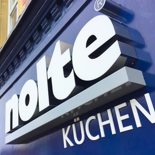 Built up aluminium rimless letters for a shop front exterior