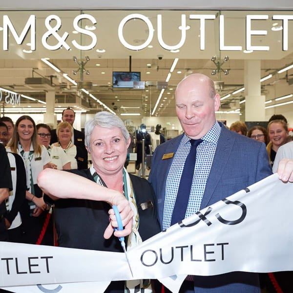 Opening of the Lowry Outlet M&S Store stood in front of Voodoo's built up, internally LED illuminated shop sign letters