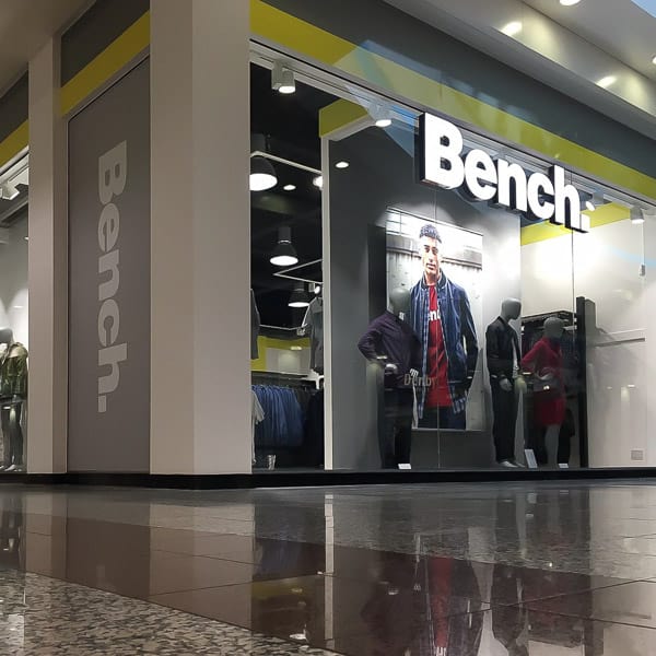 Internally illuminated, rimless aluminium letters with opal acrylic faces for a shopping centre unit in Manchester