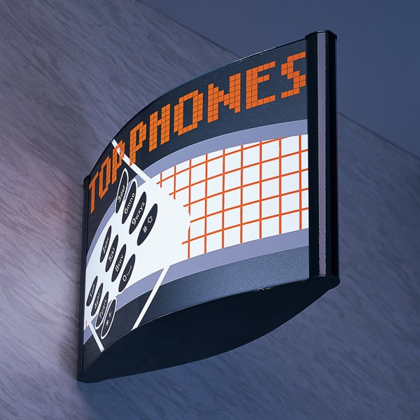 Curved Projecting shop sign with digitally printed graphics