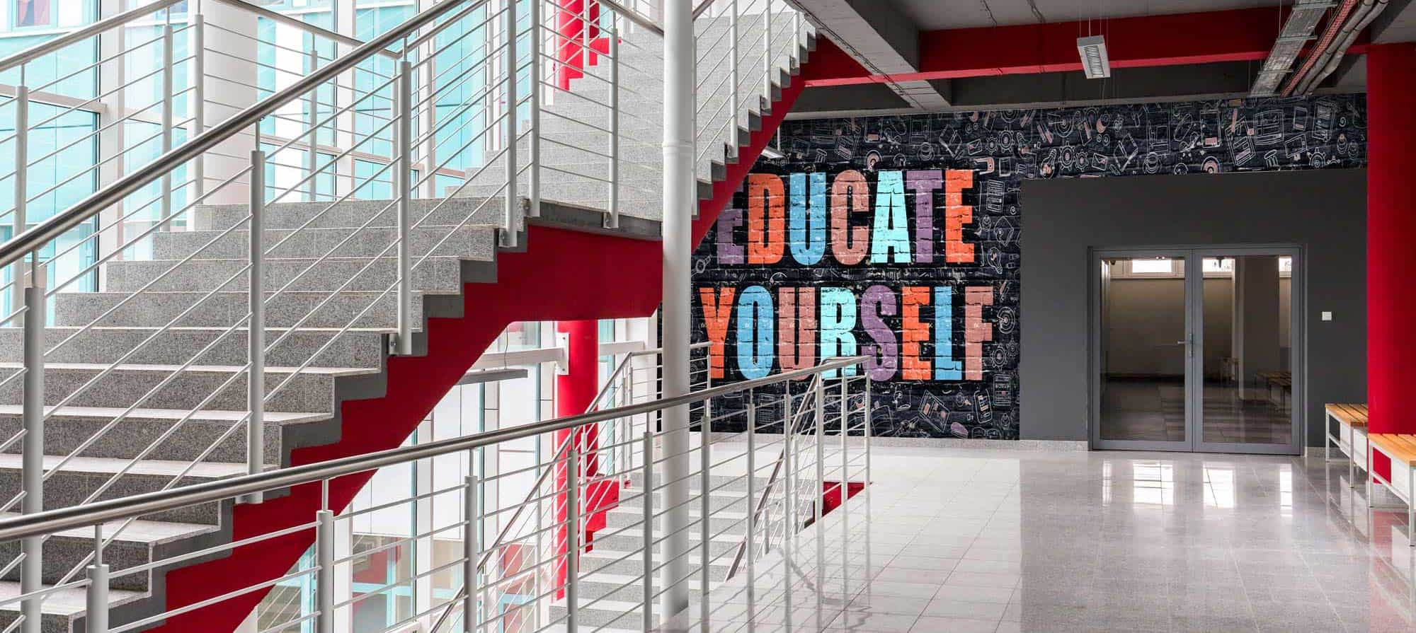 Inspirational wall graphic in a school