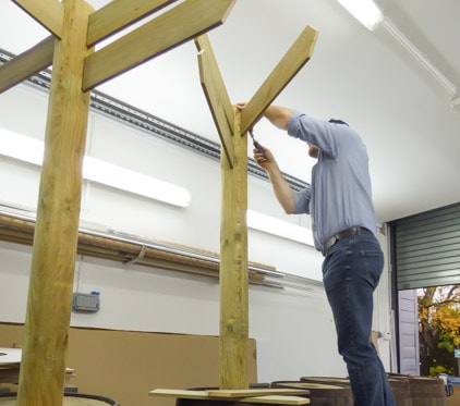 Natural Wooden Signage - Wide Fabrication Shot