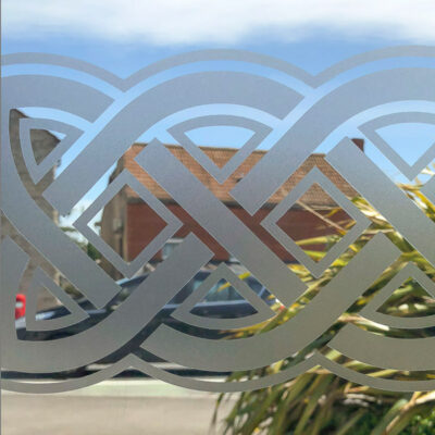 Etched Window graphics applied to the inside of a window