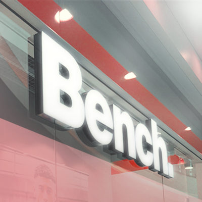 A shopfront business sign for Bench