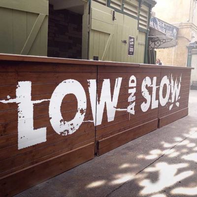 Creative restaurant business signage for Low and Slow