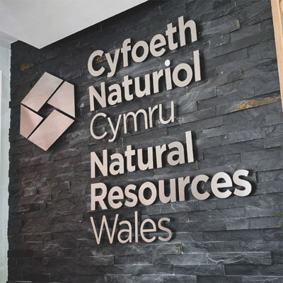 Routed stainless steel letters for a Government Authority in Wales