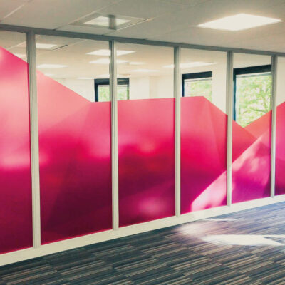 Etch effect graphics for office partitions