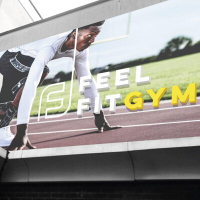 A wall mural for a gymnasium