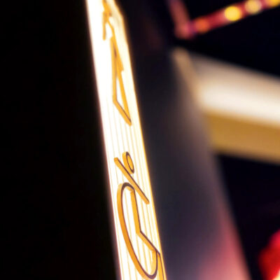 A bespoke fabricated sign made for a casino