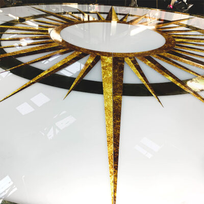 Custom floor graphics on acrylic for TV production