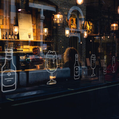 Glazing Manifestation Markings in a restaurant