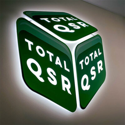 Illuminated Super Slim Sign Panel for Total QSR's Office