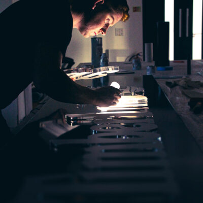 A push through letter sign being made in our workshop