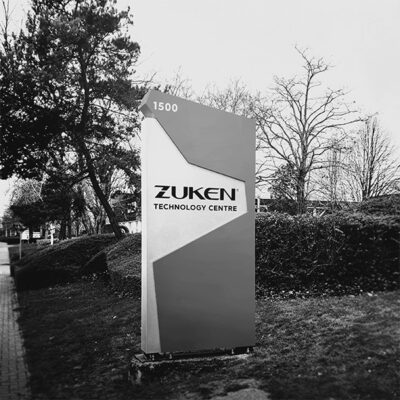 Monolith sign built for Zuken Technology Centre near Bristol