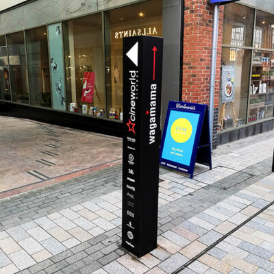 Small monolith sign in a shopping centre