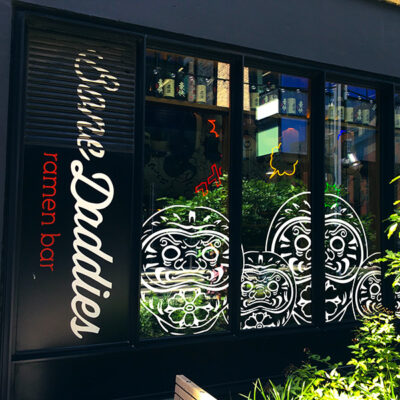 Restaurant window graphics for Bone Daddies