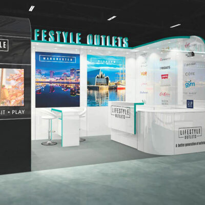 An Exhibition Stand with event graphics