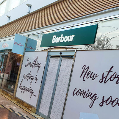 Barbour illuminated shopfront at Gloucester Quays