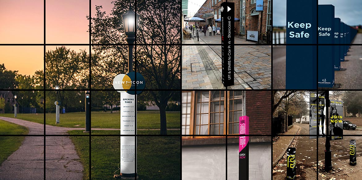 Bollard + Lamp Post Wraps Hero Shot montage