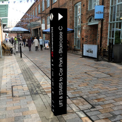 Bollard wrap used for wayfinding signage